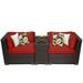 Bowery Hill 3 Piece Coastal Wicker/Fabric Outdoor Sofa Set in Terracotta Red