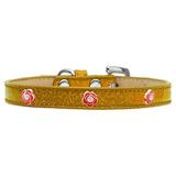 Mirage Pet 633-18 GD20 Red Rose Widget Dog Collar Gold Ice Cream - Size 20