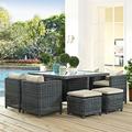 Modway Summon 9 Piece Outdoor Patio SunbrellaÂ® Dining Set in Antique Canvas Beige