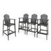 Malibu Outdoor Acacia Wood Adirondack Barstools Set of 4 Dark Grey Finish