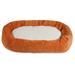 Majestic Pet Sherpa Villa Velvet Bagel Pet Bed for Dogs Calming Dog Bed Washable Large Orange