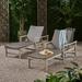 Camdyn Outdoor Rustic Acacia Wood Chaise Lounge with Wicker Seating (Set of 2) Light Gray and Mixed Black