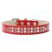 Mirage Pet 614-04 RD-20 0.75 in. Two Row Pearl & Clear Crystal Ice Cream Dog Collar Red - Size 20