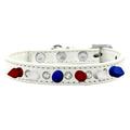 Mirage Pet Products Crystal with Red White and Blue Spikes Dog Collar White Size 16