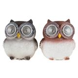 Pure Garden Set of 2 Outdoor Battery-Operated Owl Decoys to Scare Birds