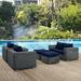 Modway Summon 5 Piece Outdoor Patio SunbrellaÂ® Sectional Set in Canvas Navy