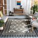 SAFAVIEH Veranda Magna Southwestern Indoor/Outdoor Area Rug 5 3 x 5 3 Square Ivory/Charcoal