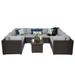 Bowery Hill 9 Piece Patio Wicker Sectional Set in Gray