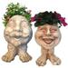 Homestyles Antique White Uncle Nate & Aunt Minnie the Muggly Face Humorous Statue Planter Pot