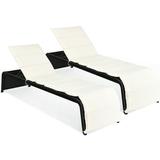 Costway 2 PCS Patio Rattan Lounge Chair Chaise Recliner Back Adjustable Cushioned Garden