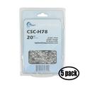 5 Pack Replacement 20-Inch H78 20BPX Chainsaw Chain for Husqvarna 55 Rancher Chainsaw (20 Length .325 Pitch 0.050 Gauge 78 Drive Links)