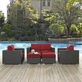 Modway Sojourn 5 Piece Outdoor Patio SunbrellaÂ® Sectional Set in Canvas Red