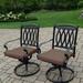 Outdoor Living and Style Set of 2 Black Swivel Rocker Outdoor Patio Chairs - Tan Brown Cushions