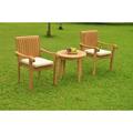 Grade-A Teak Dining Set: 2 Seater 3 Pc: Noida Round Side Table And 2 Napa Stacking Arm Chairs Outdoor Patio WholesaleTeak #WMDSNP30