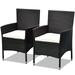 Outsunny 2PC Patio Rattan Wicker Dining Armrest Chairs Furniture W/ Cushions