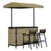 Outsunny 3 Piece Outdoor Bar Set for 2 with Canopy Rectangular Table with Storage Shelves & Two Bar Chairs Breathable Mesh