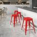 Emma + Oliver Commercial Grade 24 H Backless Red Metal Indoor-Outdoor Counter Height Stool
