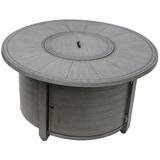 AZ Patio Heaters Cast Aluminum Round Fire Pit in Brushed Wood Finish