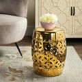 Safavieh Lattice Coin Ceramic Garden Stool in Gold