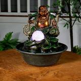 Hi-Line Gift Ltd Lucky Buddha Fountain with Spinning Ball/LED Light