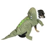 Dinosaur Dog Costume Plush Green T-Rex Pet Outfit XS