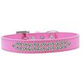 Mirage Pet Products613-02 BPK-12 Two Row AB Crystal Dog Collar Bright Pink - Size 12