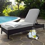 Palm Harbor Outdoor Wicker Chaise Lounge with Grey Cushions - Brown