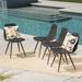 Grandview Outdoor Wicker Dining Chairs with Dark Brown Powder Coated Legs Set of 4 Multibrown