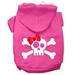 Mirage Pet Products Skull Crossbones Bow Screen Print Pet Hoodies Size 16 Bright Pink