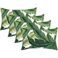 RSH DÃ©cor Indoor Outdoor Set of 4 Lumbar Rectangle Throw Pillows Weather Resistant 20 x 12 Made with Tommy Bahama Swaying Palms Aloe Green Tropical Palm Leaf Fabric