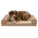 FurHaven Pet Products Faux Fleece & Chenille Cooling Gel Top Sofa Pet Bed for Dogs & Cats - Cream Large