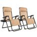 2PC Zero Gravity Chair Oversize Lounge Patio Heavy Duty Folding Recliner Beige