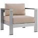 Silver Beige Shore Outdoor Patio Aluminum Armchair