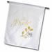 3dRose Faux Gold Leaf and Silver for The Bride Typography with White Rose - Garden Flag 12 by 18-inch