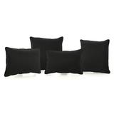 Noble House Coronado Outdoor Water Resistant Pillow in Black (Set of 4)