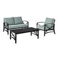 Crosley Furniture Kaplan 3 Pc Outdoor Seating Set With Mist Cushion - Loveseat Chair Coffee Table