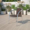 Flash Furniture 4 Pack Commercial Aluminum and Dark Brown Rattan Indoor-Outdoor Restaurant Stack Chair