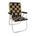 Lawn Chair USA - Classic Folding Aluminum Webbed Chair - Durable Portable and Comfortable Outdoor Chair - Ideal for Camping Sports and Concerts - Black and Brown with White arms