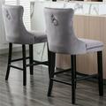 Kitchen Counter Bar Stool Set of 2 24 Bar Stools with Upholstered Seat Wood Bar Stools with Back Indoor-Outdoor Patio Dining Chairs for Kitchen Bistro Coffee Pub Gray L1043