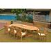 Grade-A Teak Dining Set: 8 Seater 9 Pc: 118 Double Extension Mas Oval Trestle Leg Table And 8 Leveb Stacking Arm Chairs WholesaleTeak #WMDSWVm