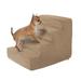 Pet Stairs - Foam Steps for Small Dogs or Cats - 4-Step Design with Removable Cover - Non-Slip Dog Staircase for Home and Vehicle by PETMAKER (Tan)