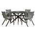 Armen Living Oasis and Brielle 5 Piece Dark Eucalyptus and Stone Outdoor Patio Dining Set