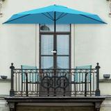 Pure Garden 9ft Half Umbrella for Balcony Porch or Deck Brilliant Blue