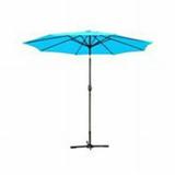 9 Ft. Aluminum Patio Market Umbrella Tilt with Crank - Turquoise Fabric & Grey Pole