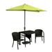 Blue Star Group Terrace Mates Daniella All-Weather Wicker Java Color Table Set w/ 9 -Wide OFF-THE-WALL BRELLA - Yellow Sunbrella Canopy