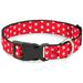Disney Pet Collar Dog Collar Plastic Buckle Minnie Mouse Polka Dot Mini Silhouette Red White 15 to 24 Inches 1.0 Inch Wide