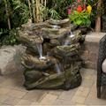 Alpine Corporation Rainforest Rock Tiered Water Fountain with 6 White LED Lights