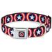 Marvel Comics Pet Collar Dog Collar Metal Seatbelt Buckle Captain America Shield Repeat Navy 15 to 24 Inches 1.0 Inch Wide