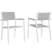 Modway Maine Aluminum Patio Dining Armchair in White/Light Gray (Set of 2)