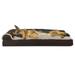 FurHaven Pet Products Two-Tone Faux Fur & Suede Pillow Deluxe Chaise Lounge Pet Bed for Dogs & Cats - Espresso Jumbo